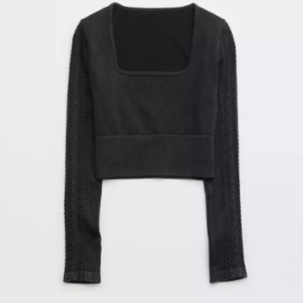 OFFLINE By Aerie Seamless Cable Square Neck T-Shirt